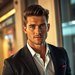 A handsome man with striking features, embodying charisma and confidence