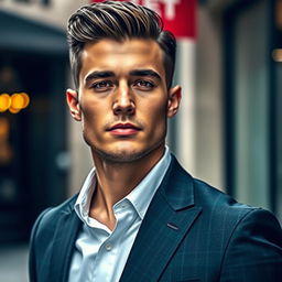 A handsome man with striking features, embodying charisma and confidence