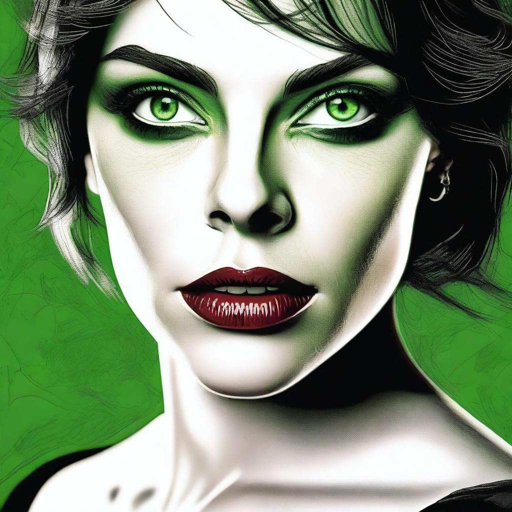 This high-quality digital art image features a woman bearing a strong resemblance to actress Fairuza Balk