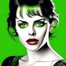 This high-quality digital art image features a woman bearing a strong resemblance to actress Fairuza Balk