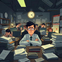 A conceptual illustration depicting the emotional state of individuals experiencing burnout at work