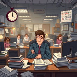 A conceptual illustration depicting the emotional state of individuals experiencing burnout at work