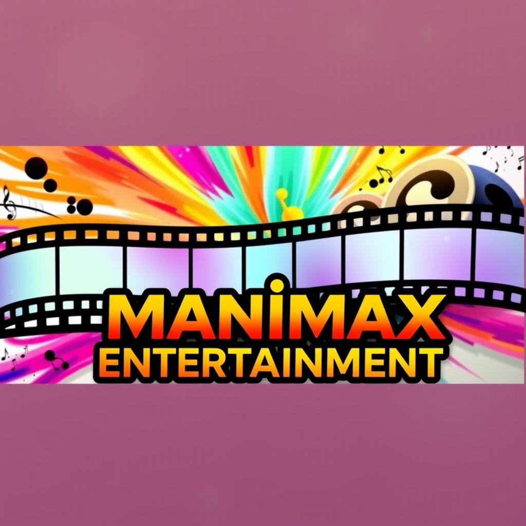 A vibrant and engaging Facebook cover image for 'Manimax Entertainment', highlighting the essence of entertainment with a dynamic and colorful design