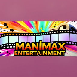 A vibrant and engaging Facebook cover image for 'Manimax Entertainment', highlighting the essence of entertainment with a dynamic and colorful design