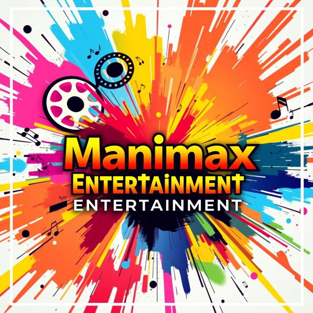 A vibrant and engaging Facebook cover image for 'Manimax Entertainment', highlighting the essence of entertainment with a dynamic and colorful design