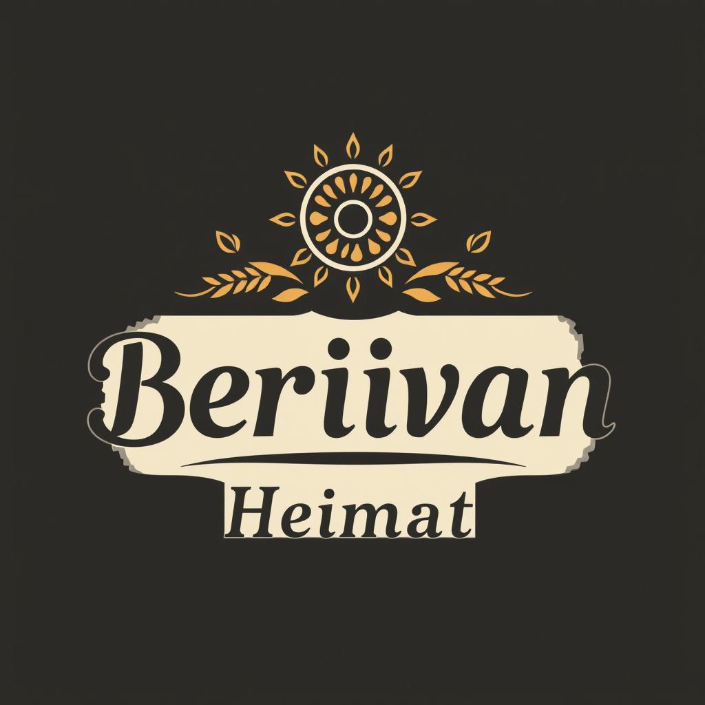 A logo design for a tea brand called 'Berivan Heimat', creatively blending Kurdish and German cultural elements