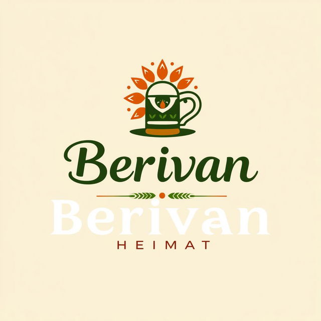 A logo design for a tea brand called 'Berivan Heimat', creatively blending Kurdish and German cultural elements