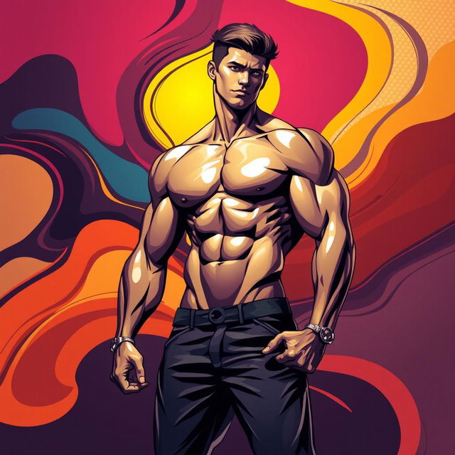 A sleek, stylized artistic depiction of an abstract representation of a male figure emphasizing masculinity and strength