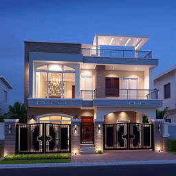 A visually stunning architectural design for a 2 Marla Pakistani home