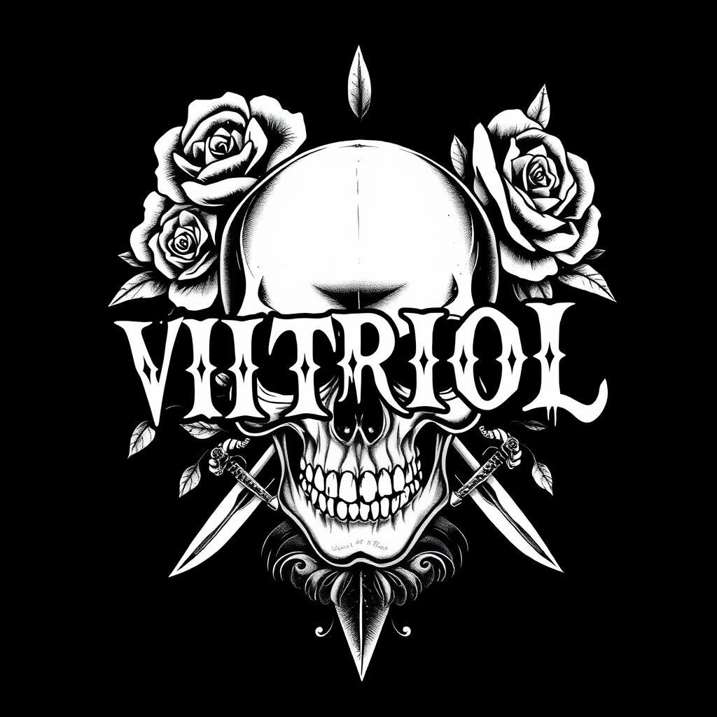 An old school black tattoo design featuring the acronym V