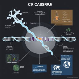 A visually engaging diagram illustrating the CRISPR-CAS9 gene editing system