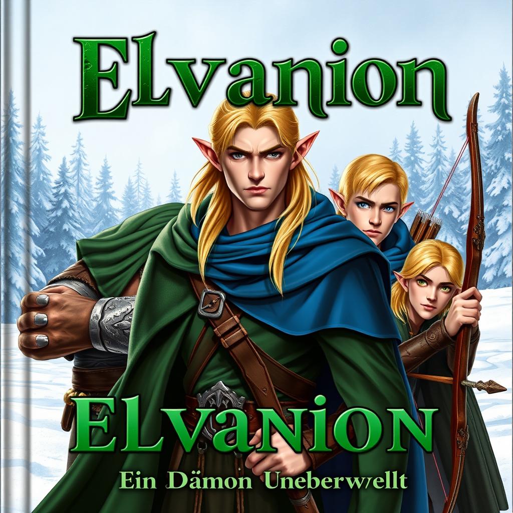 A fantasy book cover titled in green font: "Elvanion - Ein Dämon aus der Unterwelt"
