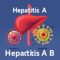 An educational and informative illustration featuring the viruses Hepatitis A and B