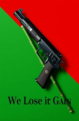 A striking image featuring a bold red and green color scheme, showcasing a thematic representation of conflict and harmony