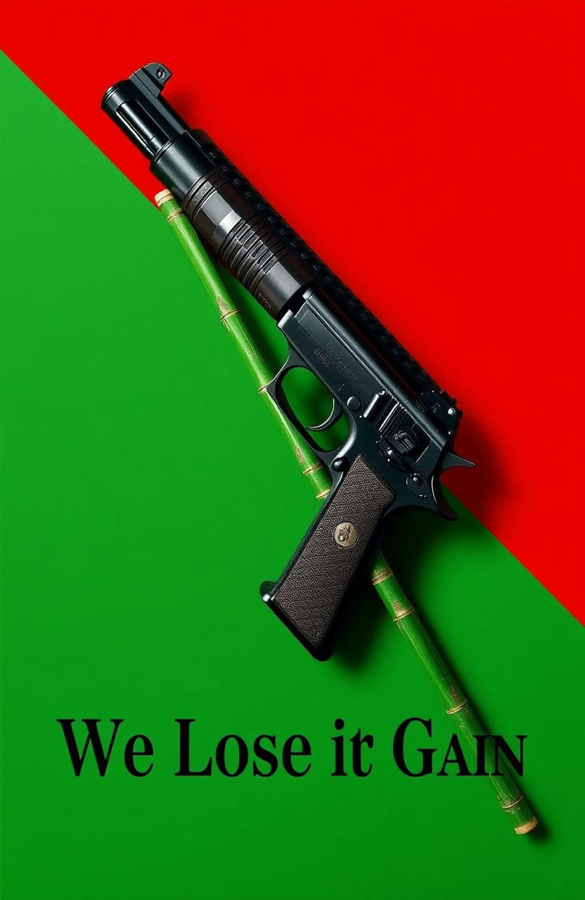 A striking image featuring a bold red and green color scheme, showcasing a thematic representation of conflict and harmony