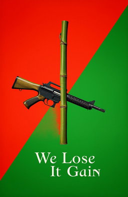 A striking image featuring a bold red and green color scheme, showcasing a thematic representation of conflict and harmony