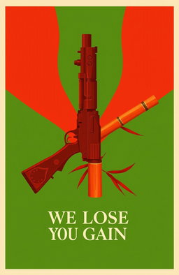 A striking image featuring a bold red and green color scheme, showcasing a thematic representation of conflict and harmony