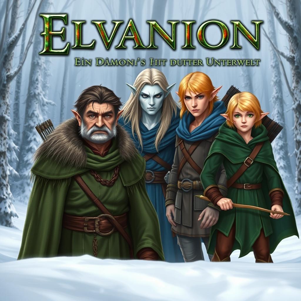 A captivating book cover titled in green text: "Elvanion - Ein Dämon aus der Unterwelt"