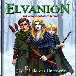 A captivating book cover titled in green text: "Elvanion - Ein Dämon aus der Unterwelt"