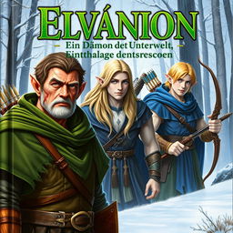 A captivating book cover titled in green text: "Elvanion - Ein Dämon aus der Unterwelt"