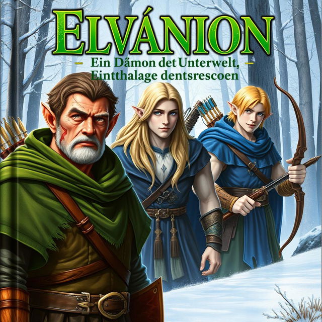 A captivating book cover titled in green text: "Elvanion - Ein Dämon aus der Unterwelt"