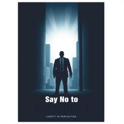 A powerful and thought-provoking poster about corruption, featuring a symbolic representation of corruption as a shadowy figure in a suit, standing in a dark alley