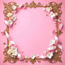 An extremely beautiful and vibrant pink background adorned with a lovely floral theme, featuring delicate flowers in soft pastels like lavender, mint, and cream