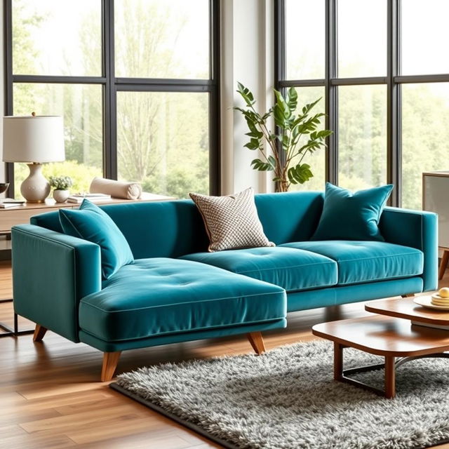 A stylish and contemporary sofa design featuring a sleek, minimalist silhouette