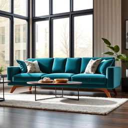 A stylish and contemporary sofa design featuring a sleek, minimalist silhouette