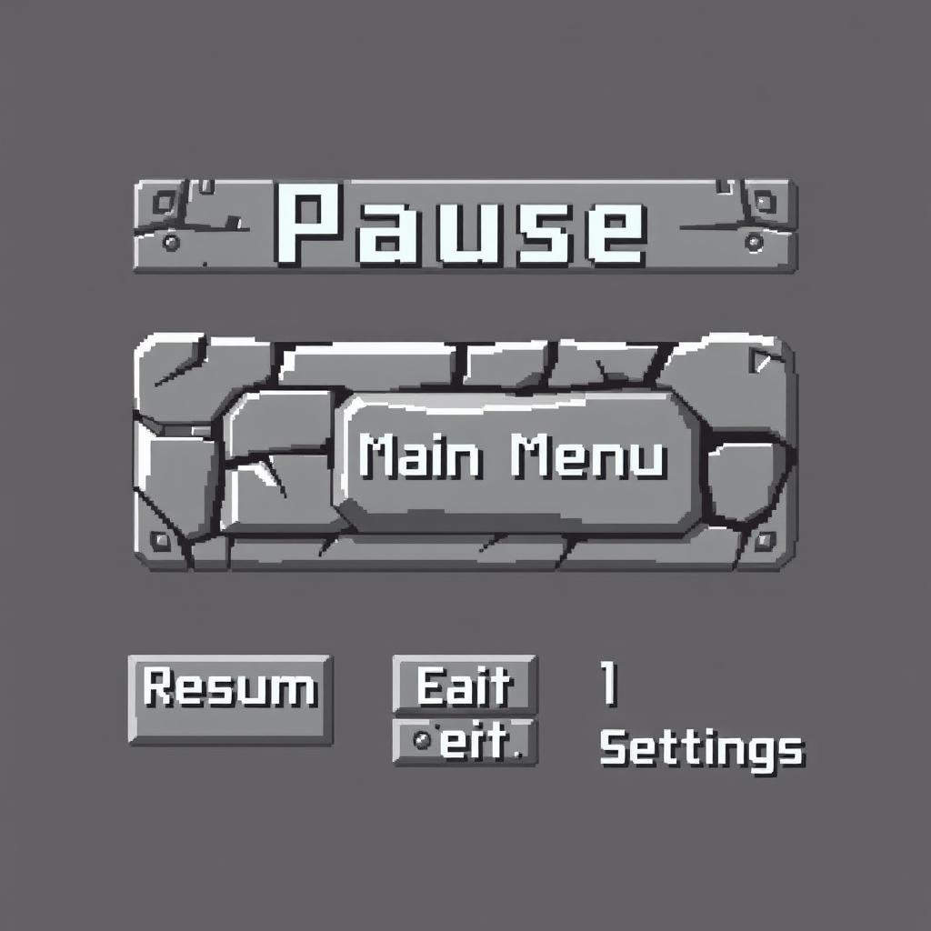 A set of rectangular banners designed in pixel art style for a game interface