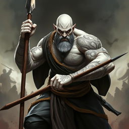 A stone goliath battle monk character depicted in a dynamic battle stance