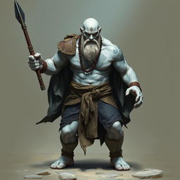A stone goliath battle monk depicted in a powerful battle stance, showcasing his formidable presence