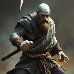 A stone goliath battle monk depicted in a powerful battle stance, showcasing his formidable presence