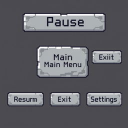 A set of rectangular banners designed in a pixel art style