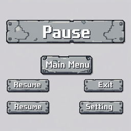 A set of rectangular banners designed in a pixel art style