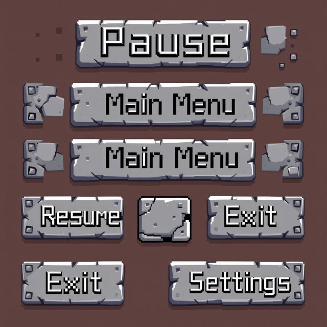 A set of rectangular banners designed in a pixel art style