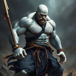 A powerful stone goliath battle monk depicted in an intense battle stance, embodying strength and focus