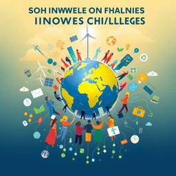 A visually striking digital poster illustrating innovative solutions to address global challenges