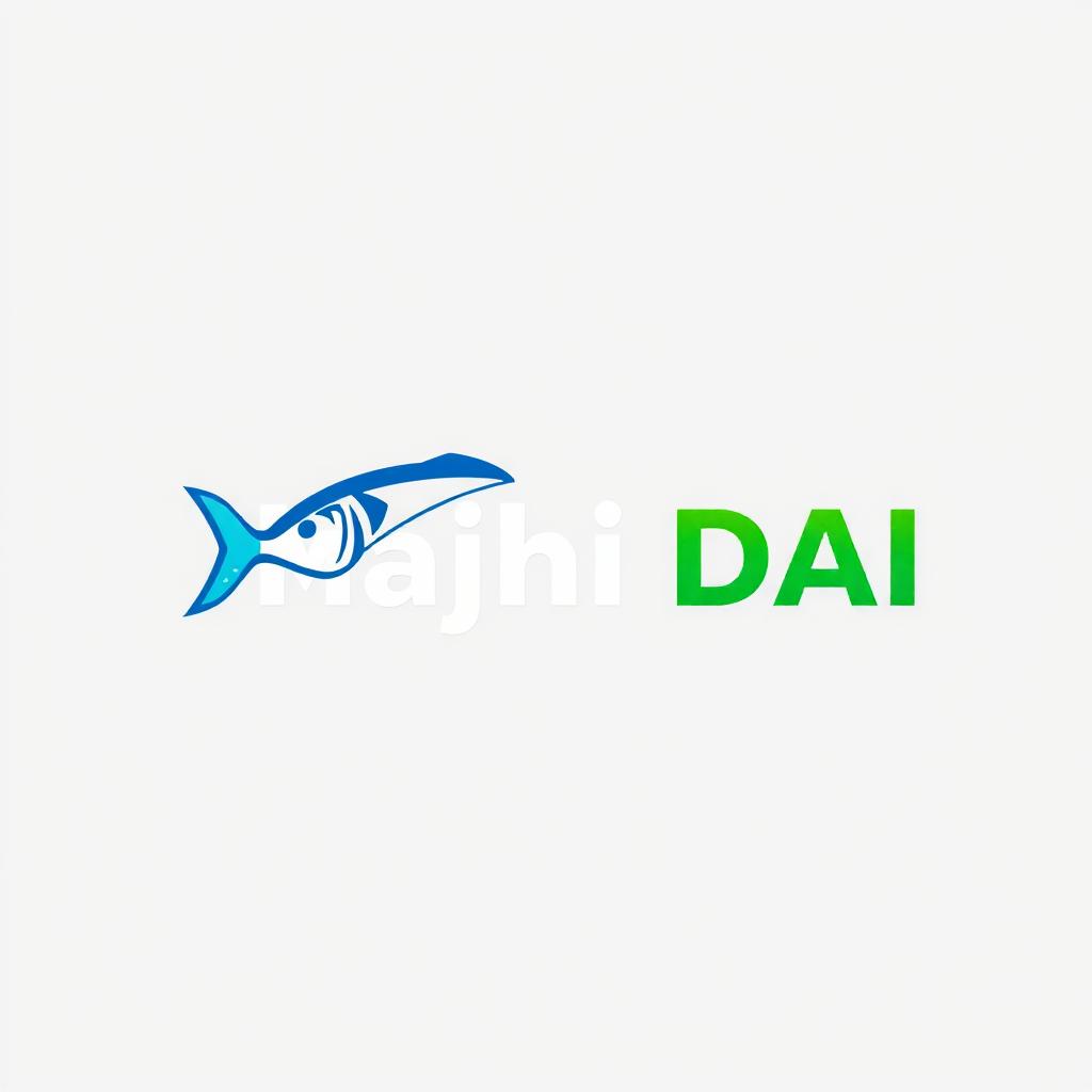 A modern and stylish logo design for a fish retail business named "Majhi DAI"