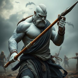 A formidable stone goliath battle monk, captured in a serious battle stance, exemplifying strength and discipline