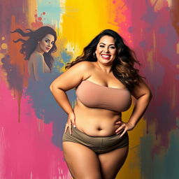 A curvy woman with a confident pose, celebrating body positivity
