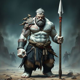 An imposing stone goliath battle monk stands in a serious battle stance, exuding an aura of strength and focus