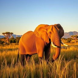 A majestic elephant standing gracefully in the middle of a lush, vibrant savannah