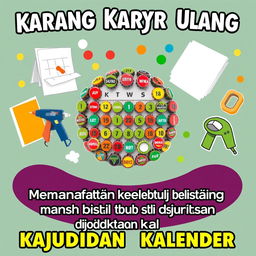 A vibrant and eye-catching poster design featuring the title 'Karang Karya Daur Ulang' prominently at the top