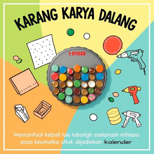 A vibrant and eye-catching poster design featuring the title 'Karang Karya Daur Ulang' prominently at the top