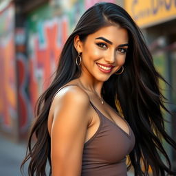 A stunningly attractive woman named Mehjabeen, with long flowing black hair and striking features