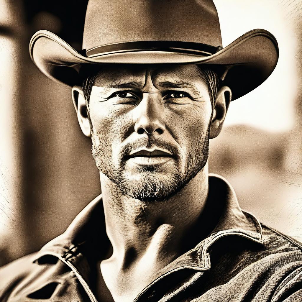 This high-quality digital art image presents a man who bears a strong resemblance to actor Jensen Ackles, depicted as a Texas construction worker