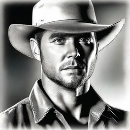 This high-quality digital art image presents a man who bears a strong resemblance to actor Jensen Ackles, depicted as a Texas construction worker