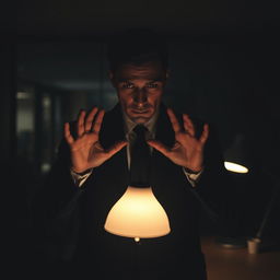 A mysterious figure in a confidential pose, with their hands positioned thoughtfully, as if guarding a secret