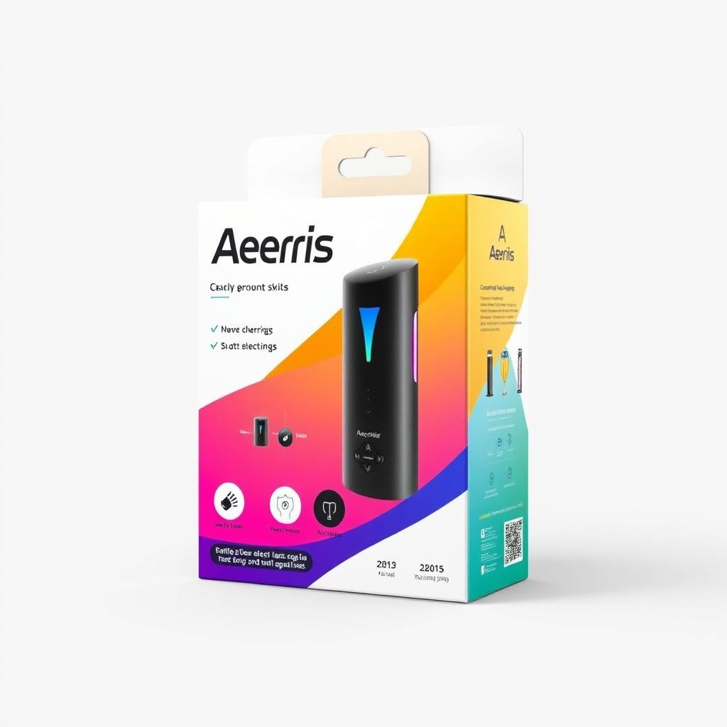 An attractive product packaging design for an electrical item with a prominent brand name 'Aeris'